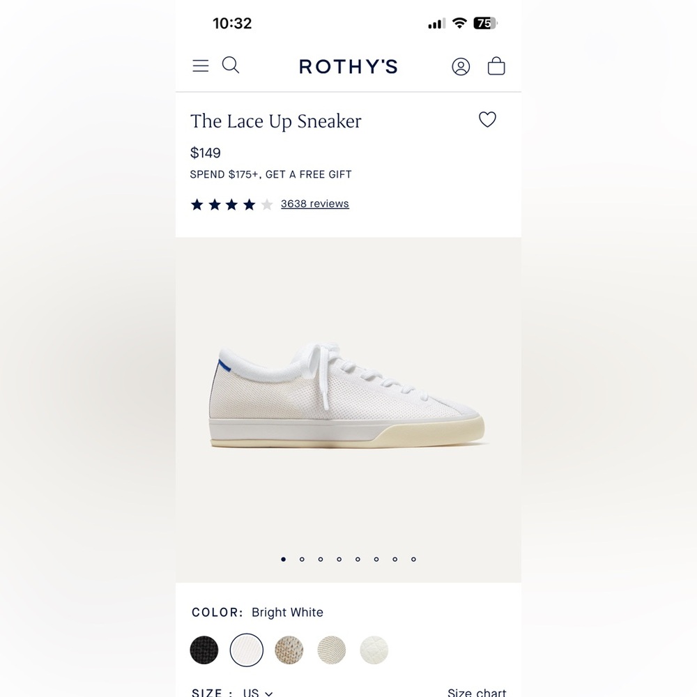 Rothy's Lace Up Sneaker in Bright White
